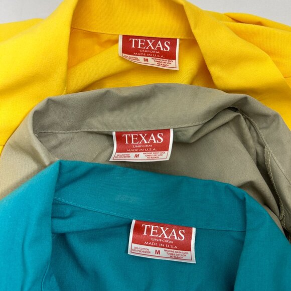 Vintage Lot 3 Texas Uniform Lab Coats Mens Size Medium Green Yellow Tan USA - Picture 3 of 12